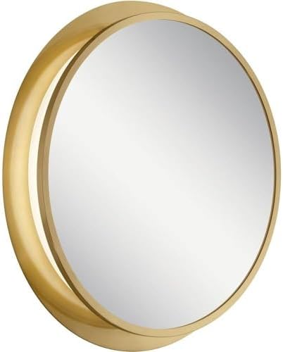 Kichler Chennai 30" LED Round Wall Mirror, Champagne Gold | Integrated LED accent lighting creates a dramatic wall-wash effect for bedrooms, hallways and entryways (30"), 86004CG