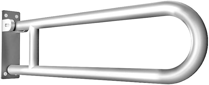 24 Inch Toilet Grab Bar Flip Up Aluminum Alloy Handicap Rails Grab Bars Toilet Rail Bathroom U Shaped and Wall Mount Safety for Seniors Elderly Disabled Pregnant Injured Patients-Metallic