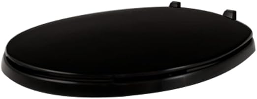 Centoco Round Toilet Seat, Residential, Top Mount Plastic Hinge, Black | Closed Front, Cover, Plastic, DSAMAZ2-407