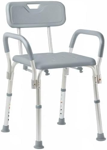 Dr. Dunley Bath Chair for Seniors, Shower Seat with Back, Suction Feet, Non-Slip Adjustable Height Shower Bench for Elderly, 350lb Weight Capacity