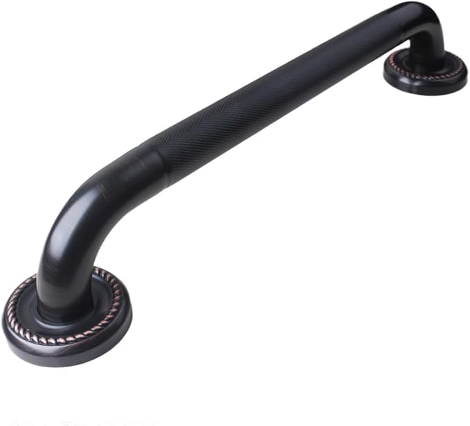 12-inch Textured Grab Bar for Bathtub and Shower, Oil Rubbed Bronze Finish, 1.25-Inch Diameter, Bathroom Toilet Saftey Hand Rail, Wall-Mounted, Great for Towel Holder/Stair Handrail