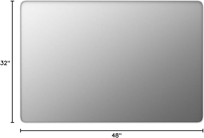 48x32 Inch Brushed Nickel Bathroom Mirror, Brushed Silver Metal Framed Wall Mirror, Rounded Corner Rectangle Modern Vanity Mirror, Tempered Glass, Anti-Rust, Shatterproof (Horizontal/Vertical) | Silver Metal Framed Wall Mirror, Rounded Rectangle Vanity...