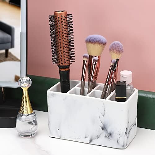Toothbrush and Toothpaste Holder - Multifunctional Countertop Electric Toothbrush Holder with 6 Slots - Toothpaste Razor Makeup Brushes Holder Organizer Stand for Bathroom Shower Vanity
