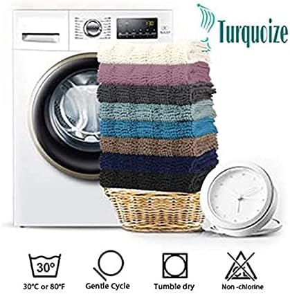 Turquoize Chenille Bathroom Rugs Set Non-Slip Bath Mats for Bathroom Super Absorbent Shaggy Rugs for Tub Shower Toilet Plush Bath Rug Plus U Contour Rug (Oversized: 24" x 36" and 20" x 24" U), Ivory