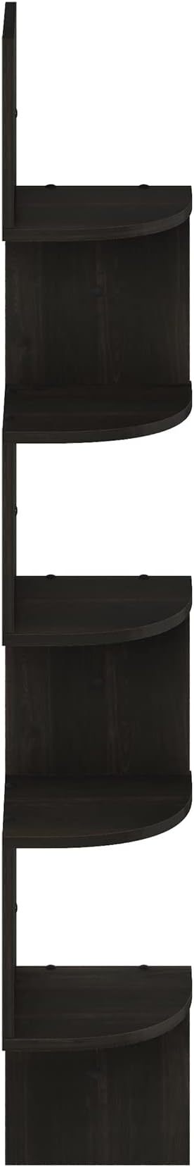 Furinno Rossi 5-Tier Floating Corner Shelf for Wall, Corner Zigzag Shelf Wall Mounted, Radial Wall Mount Shelves, for Home Office, Living Room, Bedroom, Bathroom, Espresso