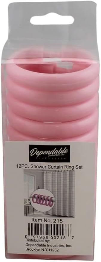 12 Piece Plastic Basic Locking Round Hook Easy Gliding Shower Curtain Rings Fits All Standard Size Shower Rods