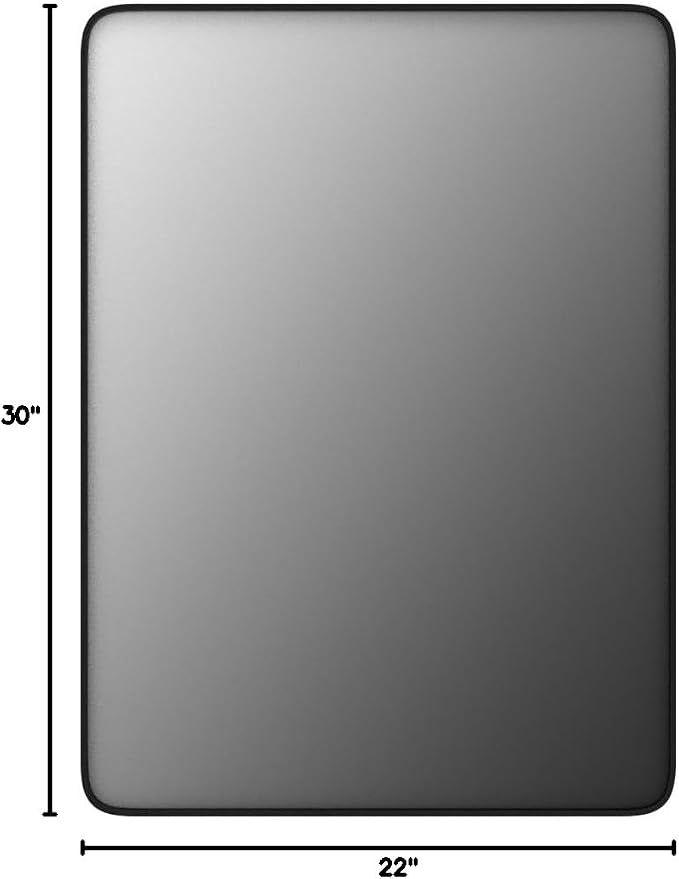 22x30 Inch Black Metal Framed Mirror for Bathroom, Matte Black Vanity Mirror, Rounded Rectangle Bathroom Mirror, Anti-Rust, Shatterproof (Horizontal/Vertical) | Matte Black Vanity Mirror, Rounded Rectangle Bathroom Mirror, Anti-Rust, Shatterproof (Hori...