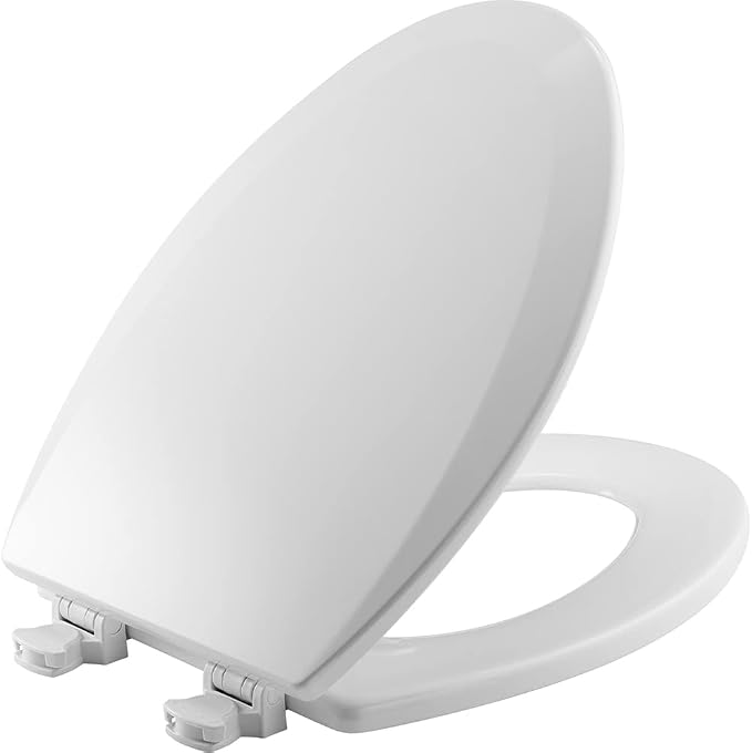 Bemis 1500EC Durable Wood Toilet Seat with Easy Clean Hinges, Made in USA, Elongated, White, 2-Pack