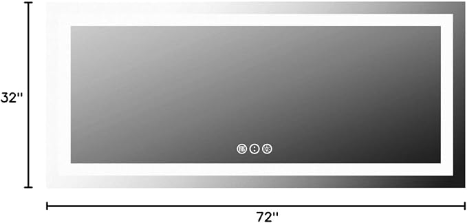 LED Bathroom Mirror, 72"X32" with Front Light and Backlit | Stepless Dimmable, Anti-Fog, Shatter-Proof, HD Reflection, Memory, 3 Colors Lighting, UL Listed (Horizontal/Vertical).