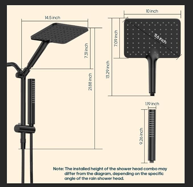 Filtered Shower Head with Handheld Combo High Pressure Shower Head with Filters 10 Inch Rain Shower Head Height Adjustable Dual Water Softener Shower Head for Hard Water - Removes Chlorine
