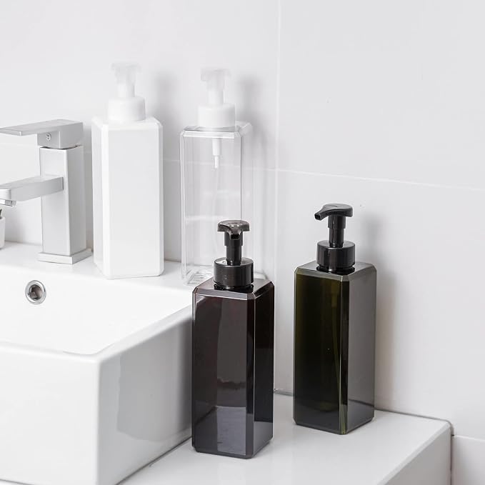 UUJOLY Foaming Soap Dispenser 1L (33.8oz) Refillable Plastic Pump Bottle for Liquid Soap, Shampoo, Body Wash (2 Pcs) (Clear) | Hand Dispenser for Liquid Soap, Shampoo & Body Wash – Saves Soap with Rich Foam, Reusable, Easy to Refill, BPA-Free