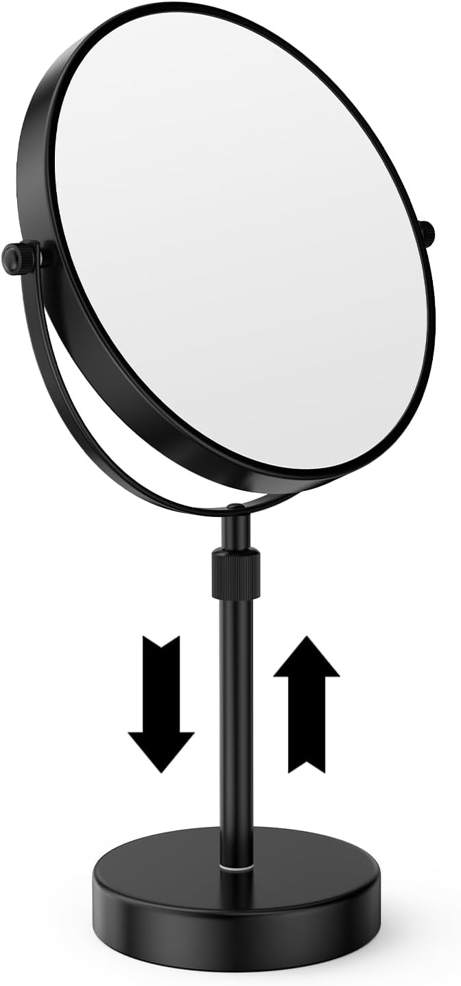 Nicesail 8 Inch Makeup Mirror Black, 19 Inch Tall, 10X Magnification Vanity | Magnifying Mirror, Tabletop with Pedestal, Height Adjustable (8 Inch, 10X), Beauty Mirror Magnifying Vanity Mirror 10x