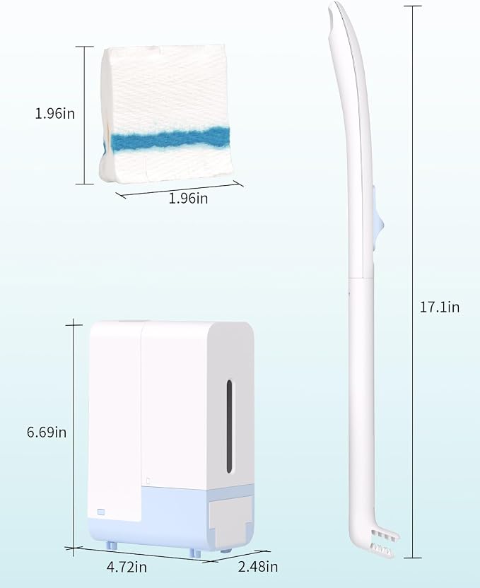 AIR U+ Disposable Toilet Brush Wand for Scrubbing Bubbles Flushable Refills | 24 Count Flushable Refills, Wall Mount Toilet Cleaning System with 1 Toilet Wand + 1 Automatic Visual Caddy