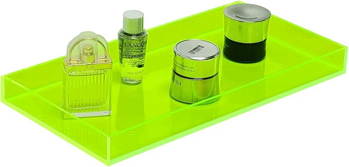 ROYALITA Acrylic Tray for Countertop, Guest Towel Holder Tray for Bathroom | Vanity Trays for Napkin Perfume Jewelry Makeup, Bathroom Tray for Soap Dispenser, Aromatherapy, Cup & Candle, Green