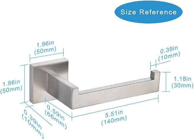 TASTOS Toilet Paper Holder Brushed Nickel, Toilet Tissue Roll Holders Dispenser and Hangers Wall Mounted for Bathroom & Kitchen, Stainless Steel Modern Square Style (Silver)