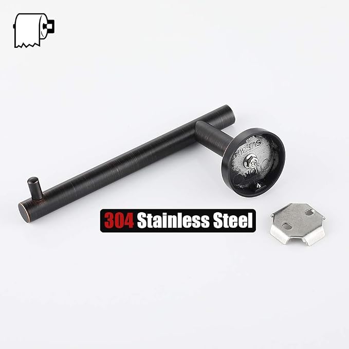 JQK Toilet Paper Holder Oil Rubbed Bronze, 5 Inch 304 Stainless Steel Thick 0.8mm Tissue Paper Dispenser for Bathroom, Hold Mega Rolls Wall Mount 2 Pack, TPH100-ORB-P2