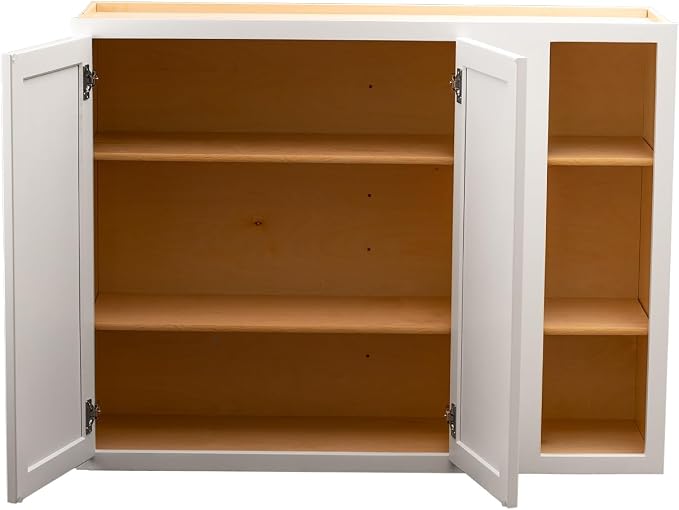 Quicklock RTA (Ready-to-Assemble) 42" Tall Wall Kitchen Cabinets - Shaker Style | 100% Hardwood | Made in America | Soft Close Hardware (12" D x 39" W x 42" H Blind Corner, Pure White)