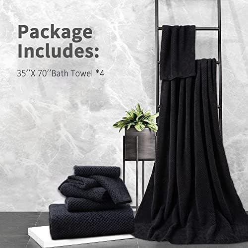 Extra Large Bath Towel Set of 4 (35"x70"),Oversized Bath Sheet Super Soft Highly Absorbent Jumbo Bathroom Towel Set Microfibers Quick Dry Shower Towel for Hotel,Bathroom,Guest,Spa,Gym (Black)