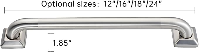 joyrain 500lb Capacity Stainless Steel Grab Bar - Heavy Duty Bathroom Safety Rail for Elderly, Anti-Slip Shower Handle, ADA Compliant (Peened, 16 inch)