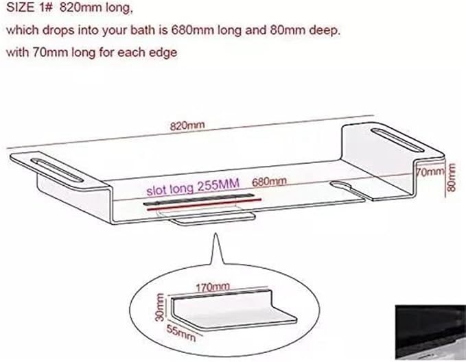 WANLIAN 33inch Luxury Bathtub Caddy for Bathroom - Table Tray with Storage and Organizer (Clear-C)