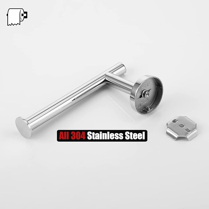 JQK Chrome Toilet Paper Holder, 5 Inch 304 Stainless Steel Thick 8mm Tissue Paper Dispenser for Bathroom, Hold Mega Rolls, Polished Chrome Wall Mount, TPH120-CH