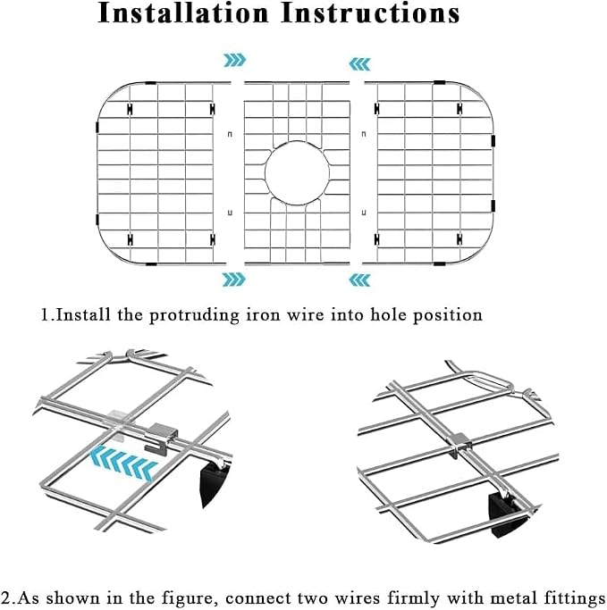 Slideep Kitchen Sink Grates Bottom Grid, Stainless Steel Metal Sink Bottom Grid Sink Protector Grid Center Drain Hole, Sink Grate (28"L X 15"W)