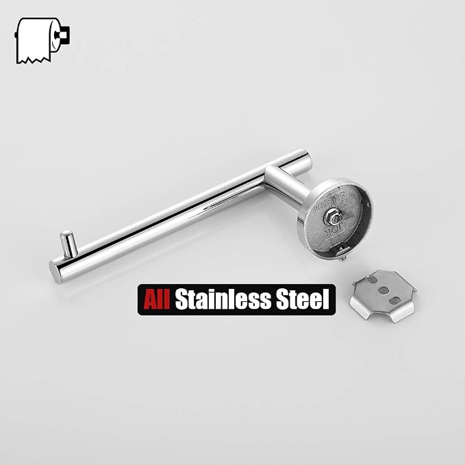 JQK Chrome Toilet Paper Holder, 5 Inch 304 Stainless Steel Thick 8mm Tissue Paper Dispenser for Bathroom, Hold Mega Rolls, Polished Chrome Wall Mount, TPH100-CH