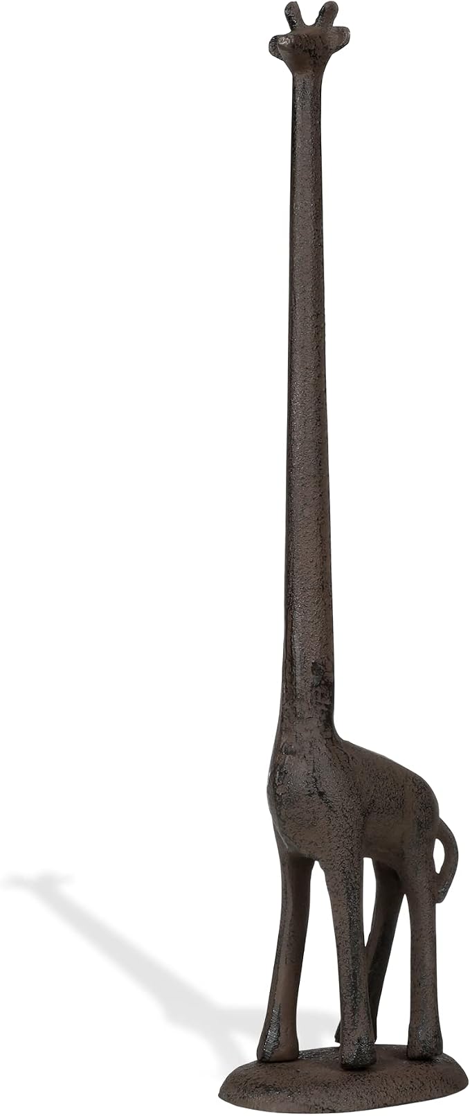 Rustic Paper Towel Holder, Metal Toilet or Kitchen Paper Holder for Floor or Countertop, Rustic Giraffe | 18.6 inch tall rustic bronsze cast iron hand towel holder for kitchen countertop or bathroom with weighted base, no assembly