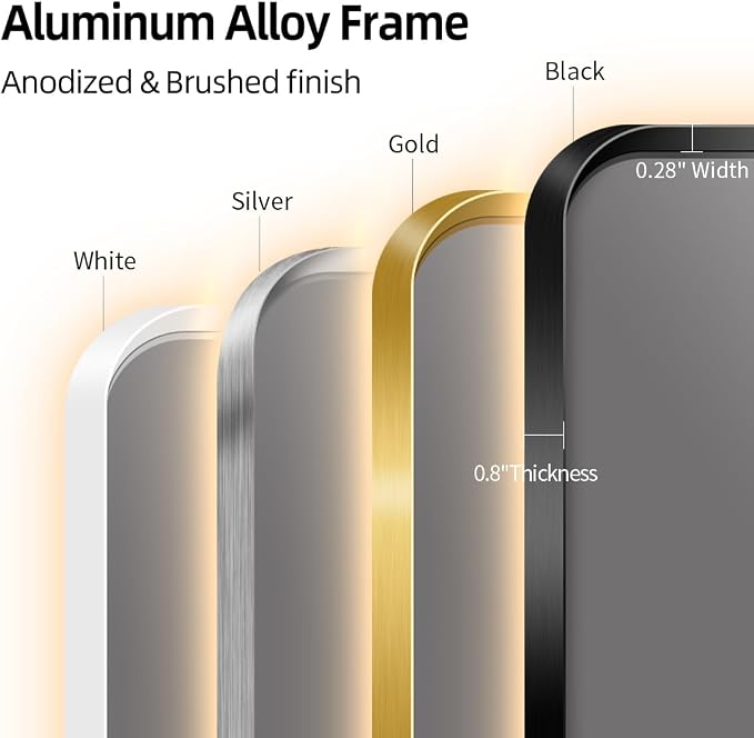 56" x 36" Gold LED Bathroom Mirror with Lights - Motion Sensor | Smart Backlit Mirror Bathroom, Anti-Fog, 3-Color Stepless Dimmable, Memory Function, Metal Framed Rounded-Corner Rectangle
