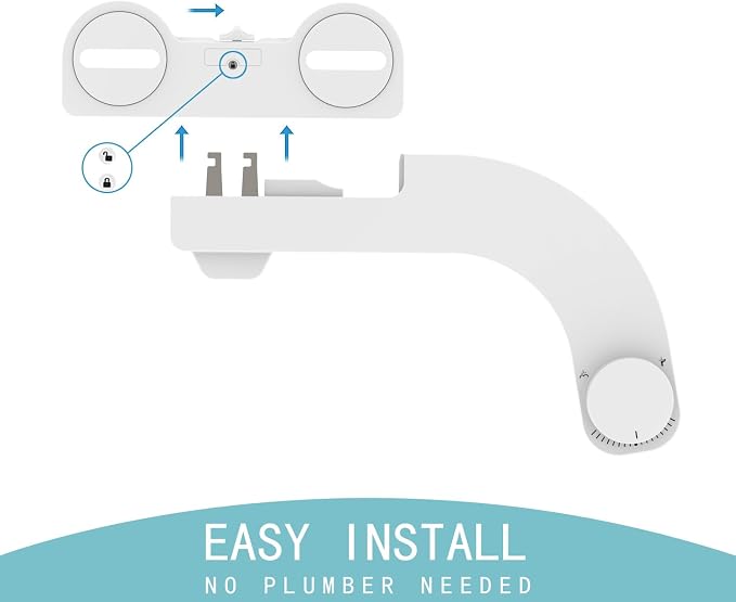Left Handed Bidet - Left Hand Bidet Ultra-Slimt Non-Electric Dual Nozzle (Frontal & Rear Wash) Adjustable Water Pressure, Water Bidet Toilet Seat Attachment,Easy to Install (White) | Left Handed Bidet - Ultra-Slimt Non-Electric Dual Nozzle (Frontal & R...