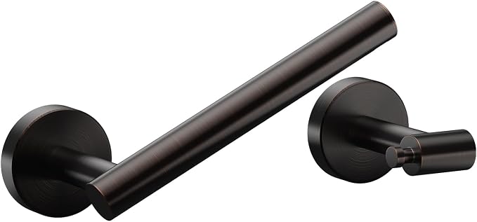 FORIOUS Commercial Toilet Paper Holder Wall Mount Bathroom Tissue Holder | Oil Rubbed Bronze | SUS304 Stainless Steel Rustproof | Double Post Pivoting Toilet Paper Roll Holder | Screw-In | Round Base