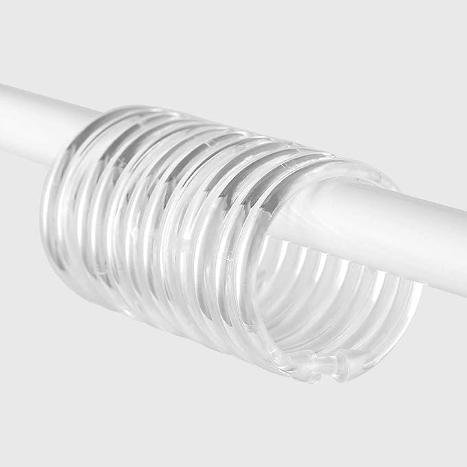 12 Piece Plastic Basic Locking Round Hook Easy Gliding Shower Curtain Rings Fits All Standard Size Shower Rods (Clear)