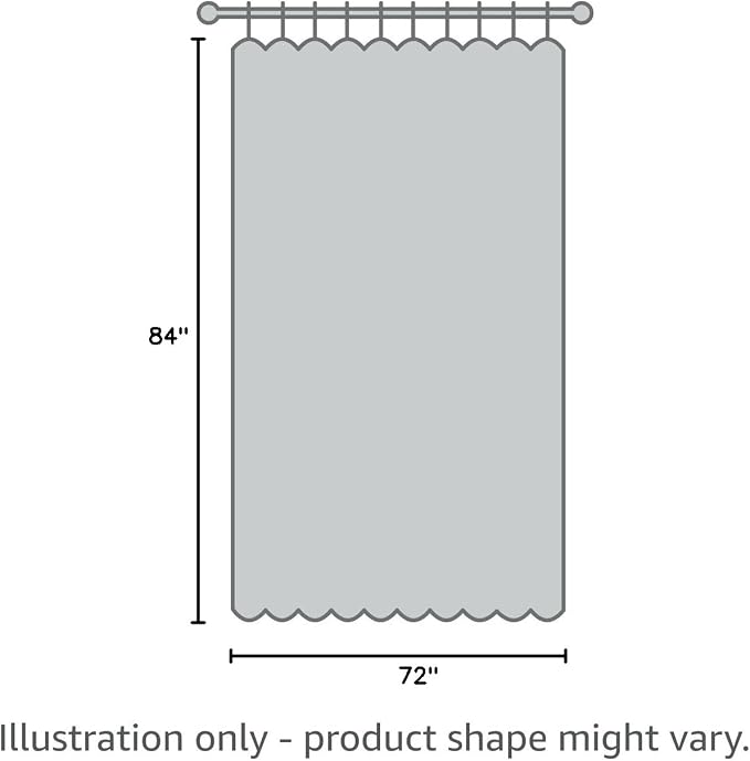 Extra Long Grey Fabric Shower Curtain, 72 x 84 | Tall Cloth-Textured Shower Curtain for Bathroom, Water Repellent, Machine Washable