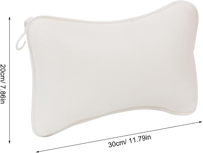 SUPVOX 3D Mesh Bath Pillow for Bathtub - Non-Slip Bathtub Pillow with 2 Strong Suction Cups, Breathable Neck and Head Support Cushion for Tub, Spa, Hot Tub, Quick Drying & Machine Washable, White