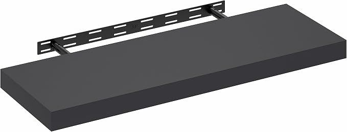 Furinno Tanna Floating Shelves for Wall, 12 x 35 Wall Shelf, Single Set Wall Mounted Floating Shelf with Invisible Bracket, 2-Inch Thick, for Bathroom, Living Room, Bedroom, Home Office, Americano