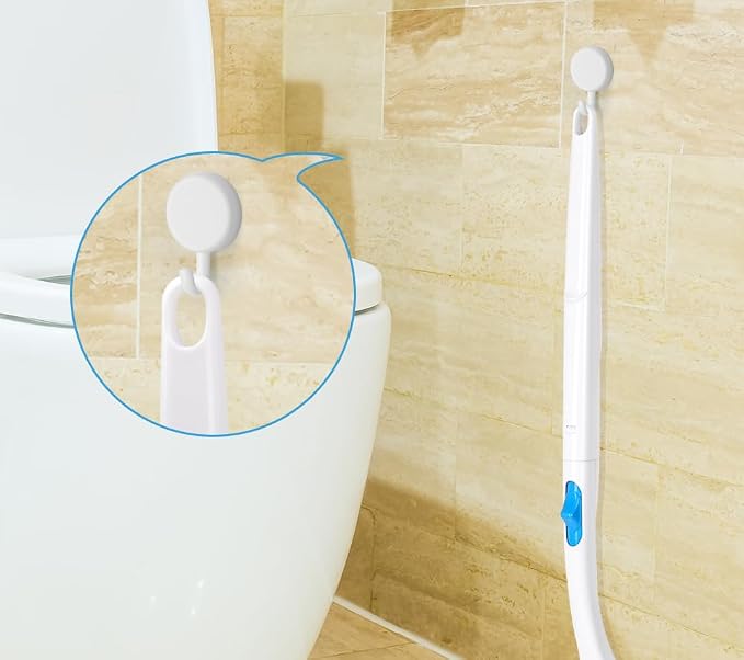 Disposable Toilet Bowl Brush Holder System with Flushable Refill Pads | Flushable, Disposable, Easy to Use, With 1 Toilet Brush+1 Holder+1 Cleaning Glove+12 Refills