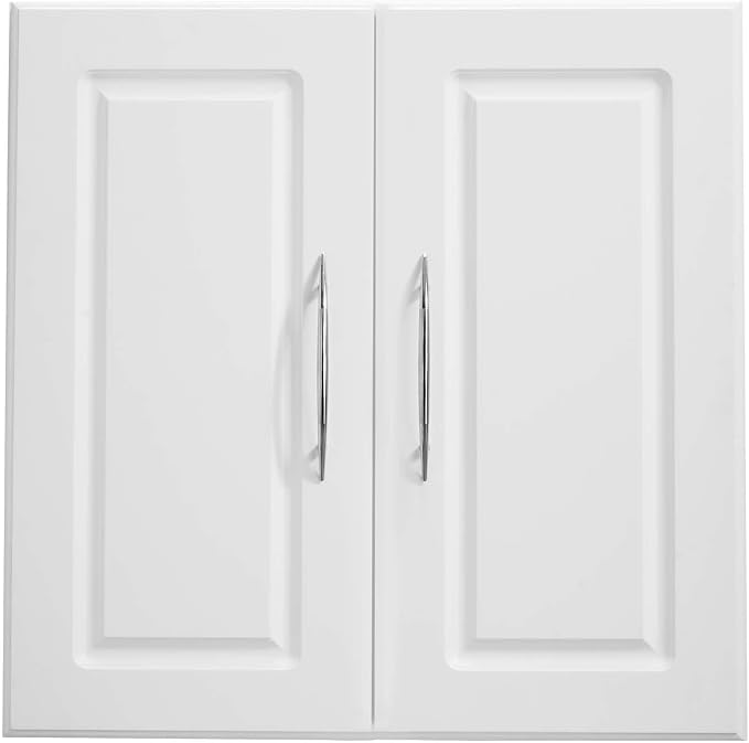 VEVOR Laundry Room Wall Cabinet, 2-Tier Wall Mounted Hanging Cabinet with Adjustable Shelf, Cupboard Storage with 2 Doors, for Kitchen, Bathroom, Laundry, 11.8 x 23.6 x 23.6 in (D x W x H), White