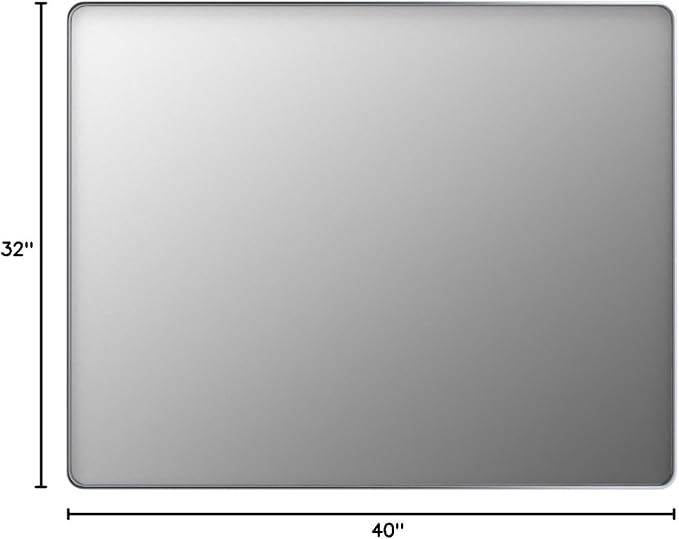 LOAAO 40X32 Inch Brushed Nickel Bathroom Mirror | Rounded Rectangle, Silver Metal Frame, Anti-Rust, Shatter Proof, Hangs Horizontally or Vertically