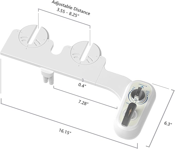 Left Handed Bidet Attachment for Toilet - Left Handed Bidet Non-Electric,Self-Cleaning,Adjustable Water Pressure,Retractable Dual Nozzles for Frontal & Rear Wash,Lever Control