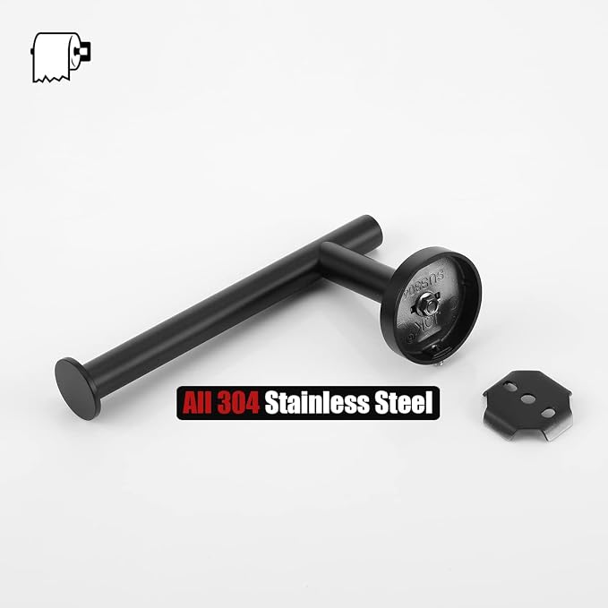 JQK Black Toilet Paper Holder, 5 Inch 304 Stainless Steel Thick 0.8mm Tissue Paper Dispenser, Matte Black Wall Mount, TPH120-PB