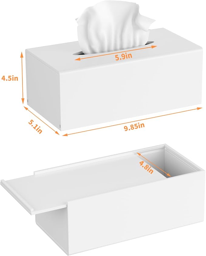 FEMELI Acrylic Tissue Box Cover,Rectangular Facial Tissue Holder Case Dispenser for Bathroom Kitchen Bedroom Office | Acrylic White Matte Tissue Box Cover Modern Decorative Facial Paper Dispenser for Bathroom Bedroom Kitchen