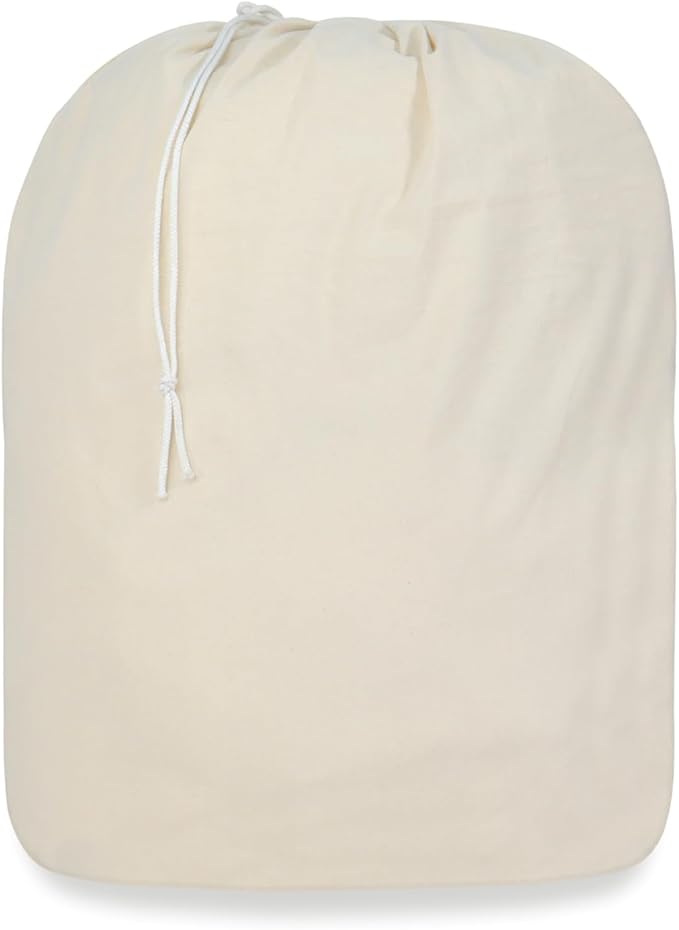Laundry Bag Durable Clothes Drawstring Bag Machine Washable Travel Laundry Organizer for Dorm, College, Hamper - Set of 1, 28 x 32 Inch, Laundry Liner Bag - Natural
