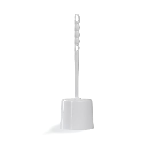 Sparta Toilet Bowl Brush with Caddy, 16 Inch, White | Flo-Pac, Polypropylene Bristles, Long Plastic Handle, Sanitary Storage Caddy