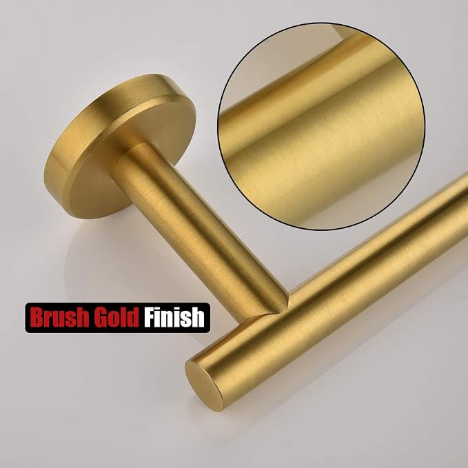 JQK Gold Toilet Paper Holder, 5 Inch Tissue Paper Dispenser, 304 Stainless Steel Thick 0.8mm Wall Mount, Brushed Brass, TPH100-BG