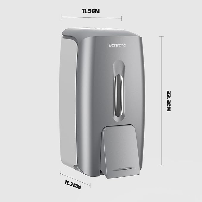 Commercial Soap Dispenser Wall Mount Manual Pump Hand Soap Dispenser 800ml Gel Liquid Hand Sanitizer Dispenser Self Adhesive for Home Bathroom (Silver)