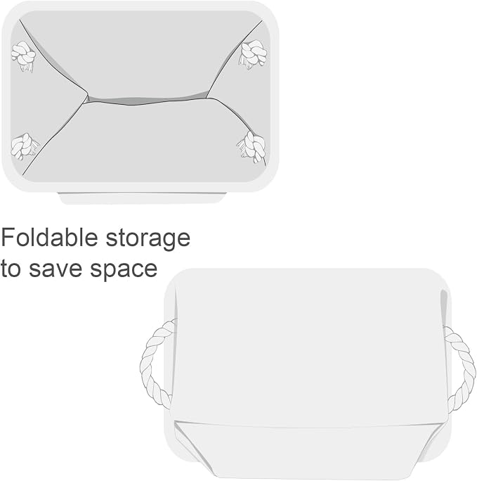 Storage Basket for Gifts Empty - Large 3 Pack 15.7x11.8x8.2 inch Storage Basket for Organizing with Handles, Canves Storage Bins for Organizer Closet Toy Cubes Gift (White)