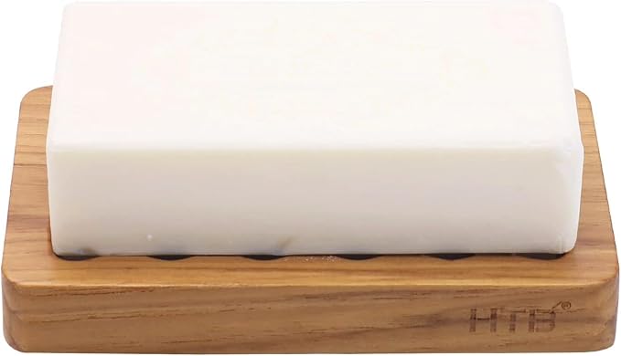 HTB Slotted Bar Soap Holder Teak Wood,Sponge Holder for Kitchen Sink | Self Draining Soap Dish for Shower, Bathroom, Bathtub, RV,Soap Saver Keep Soap Dry,Extend Soap Life,Bathroom Accessories