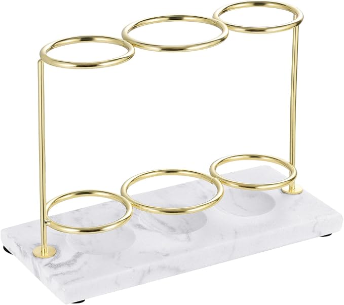 Emibele Electric Toothbrush Holder, 3 Slots 2-Layer Gold Toothbrush Holder | Bathroom Resin Toothpaste Razor Storage Non-slip Organizer for Bathroom Toothbrush Toothpaste Cleanser, Gold Marble White