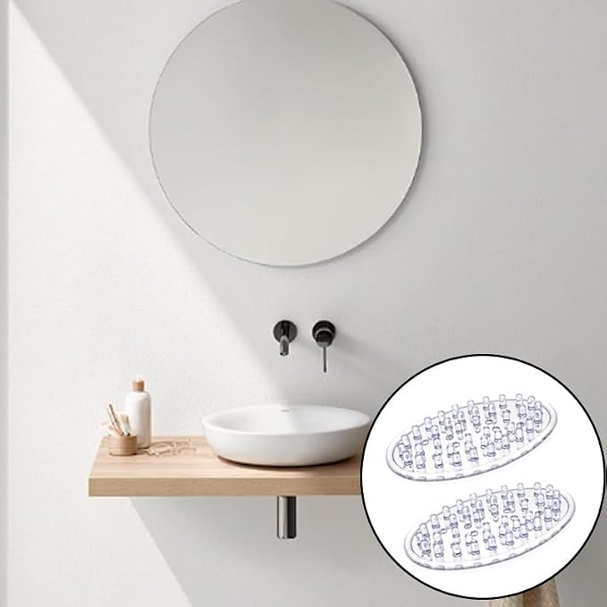 4-Pack Clear Silicone Soap Holder, Oval Soap Dish with Drainage Grooves for Shower, Bathtub, Bathroom & Kitchen Sink