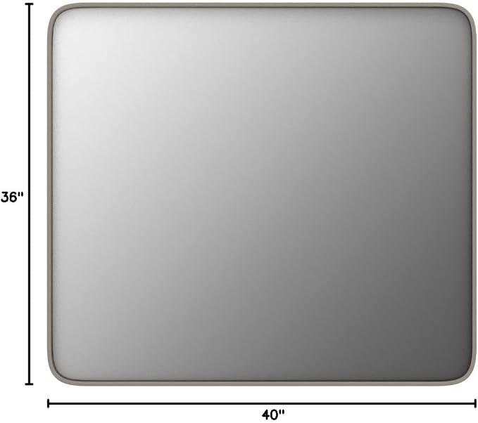 40x36 Inch Brushed Nickel Bathroom Mirror, Brushed Silver Metal Framed Wall Mirror, Rounded Corner Rectangle Modern Vanity Mirror, Tempered Glass, Anti-Rust, Shatterproof (Horizontal/Vertical) | Silver Metal Framed Wall Mirror, Rounded Rectangle Vanity...